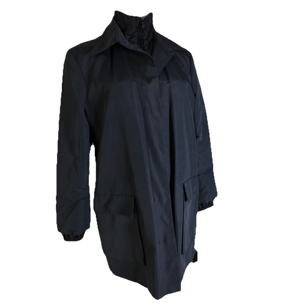 Jil Sander High Neck Cotton Blend, Silk Inner Vest Jacket in Black Size 38